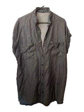 Zilcremo Black Denim Short Sleeve Shirt Dress